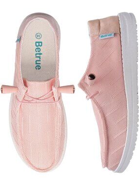 🆕Women's Light Pink Lightweight Boat Shoes Casual Loafers, Slip On Deck Shoes
